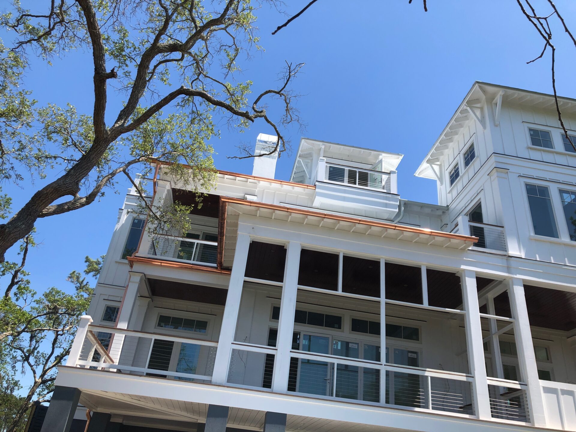 Copper gutters installed on a Charleston home