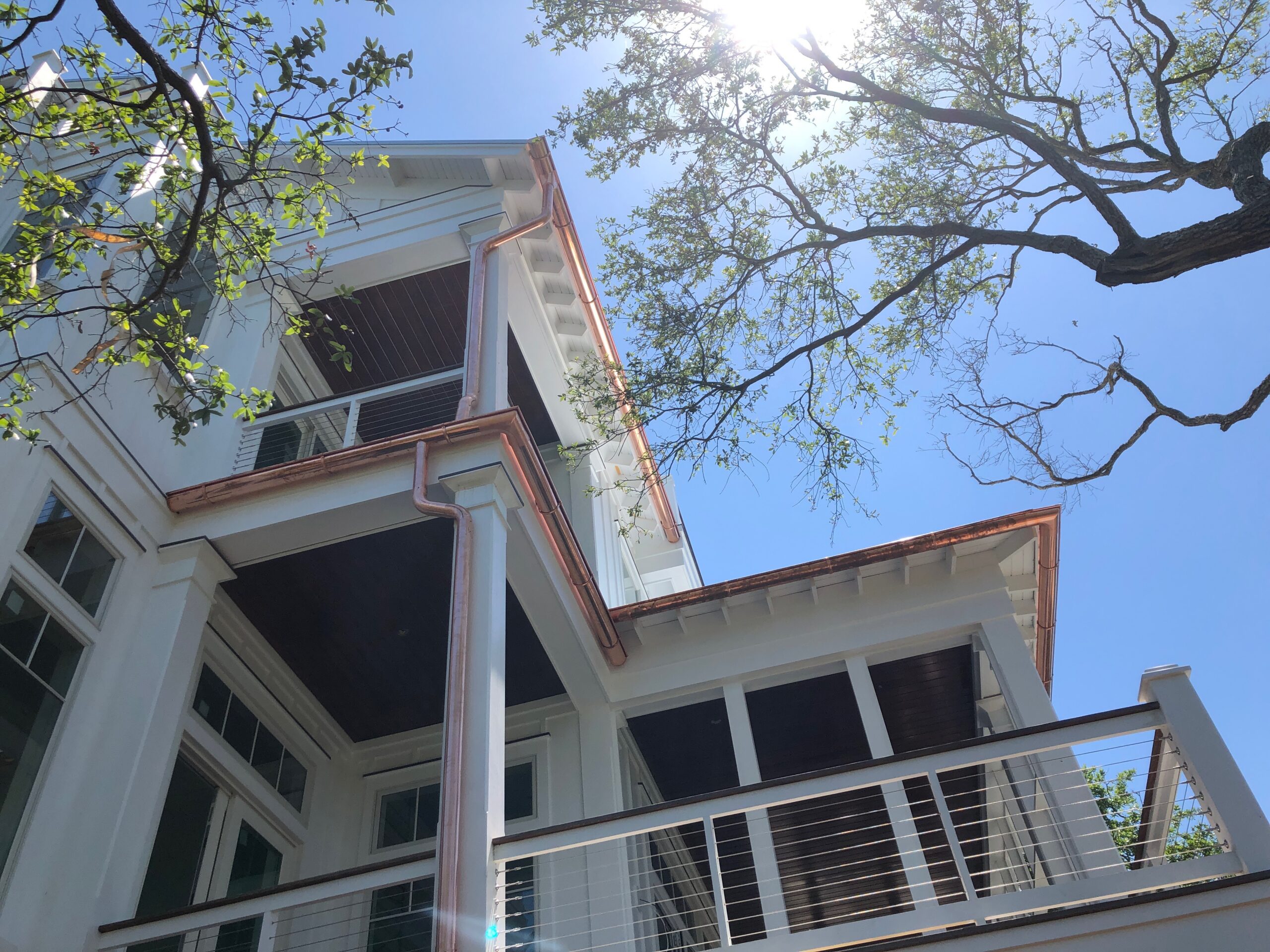 Copper gutters on a Charleston home